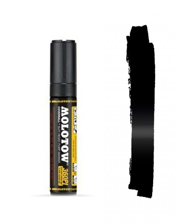 Rotulador permanente negro Molotow Masterpiece 360 PI con punta biselada de 4-8 mm y tinta base alcohol - Imagen 3