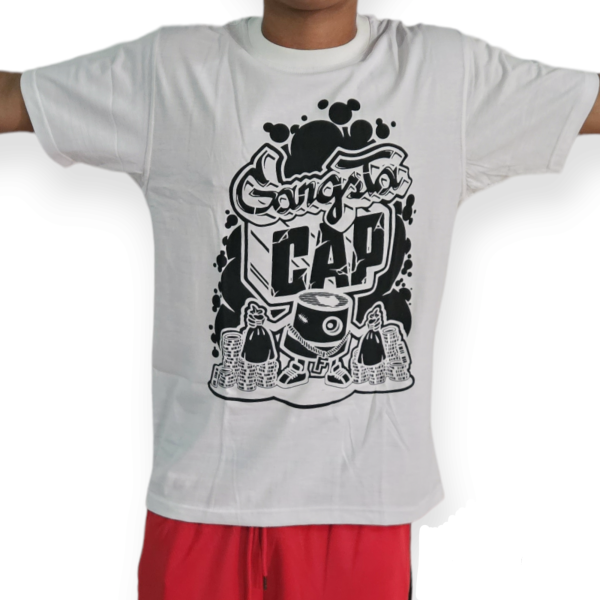 Camiseta Fat Cap New Collection blanca "Gansgta Cap"
